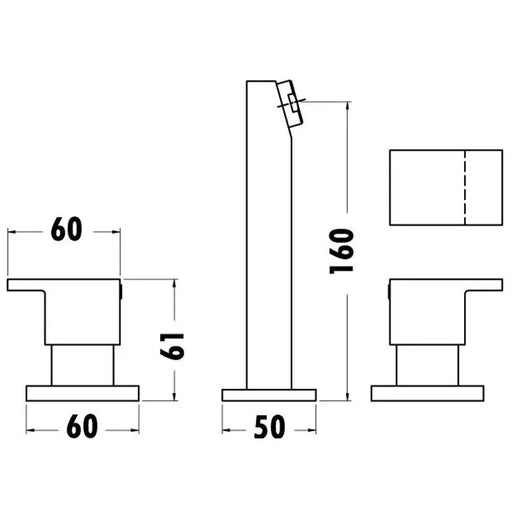 SQUARE BATH TAP SET CHROME FIL Kitchen Bathroom