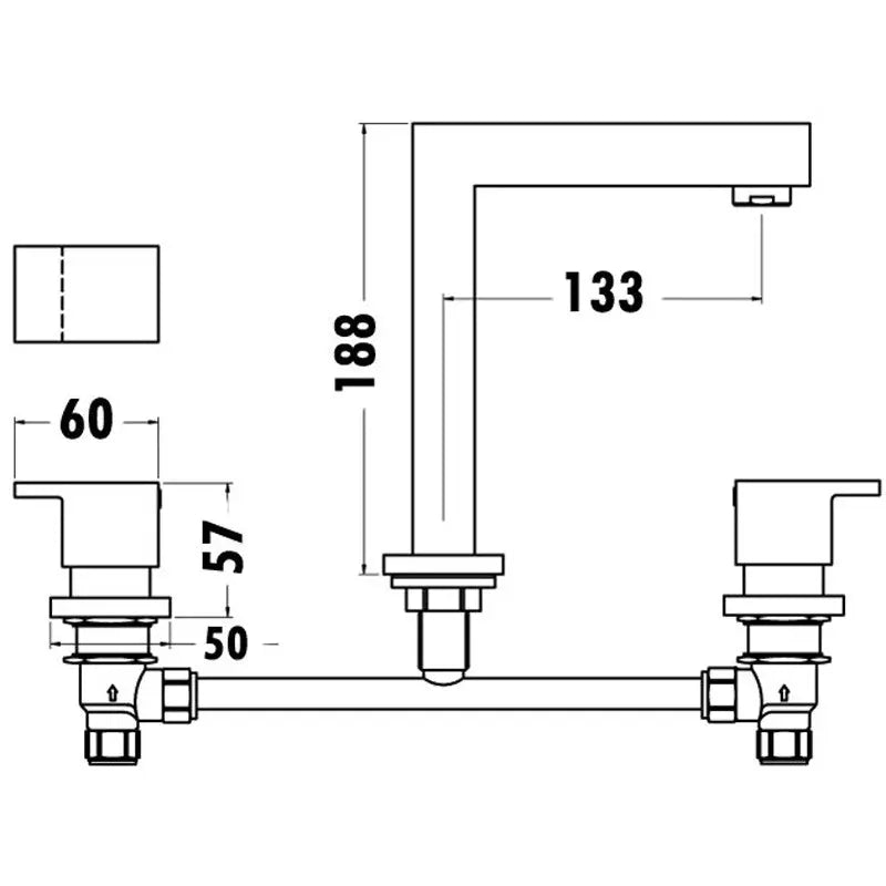 SQUARE BASIN TAP SET CHROME FIL Kitchen Bathroom