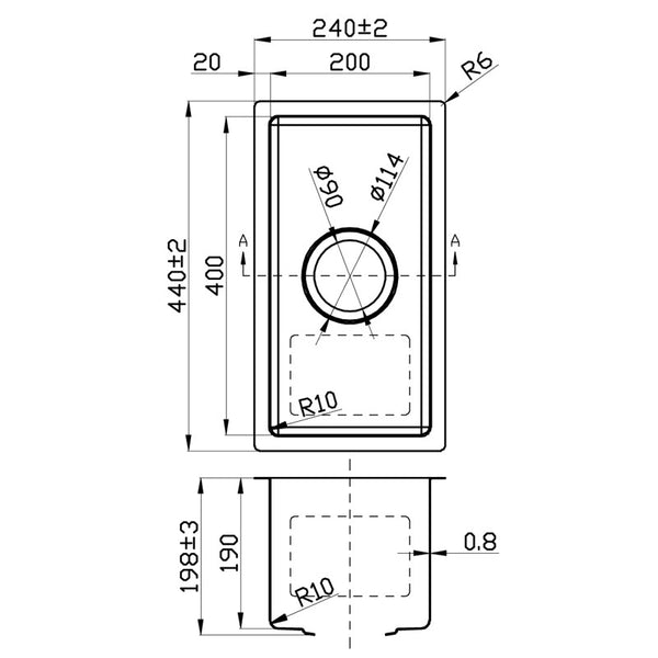 NEW CORA ABOVE/UNDERMOUNT SINGLE KITCHEN SINK STAINLESS STEEL