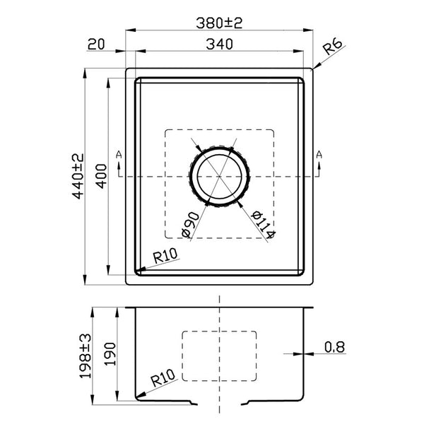 NEW CORA ABOVE/UNDERMOUNT SINGLE KITCHEN SINK STAINLESS STEEL