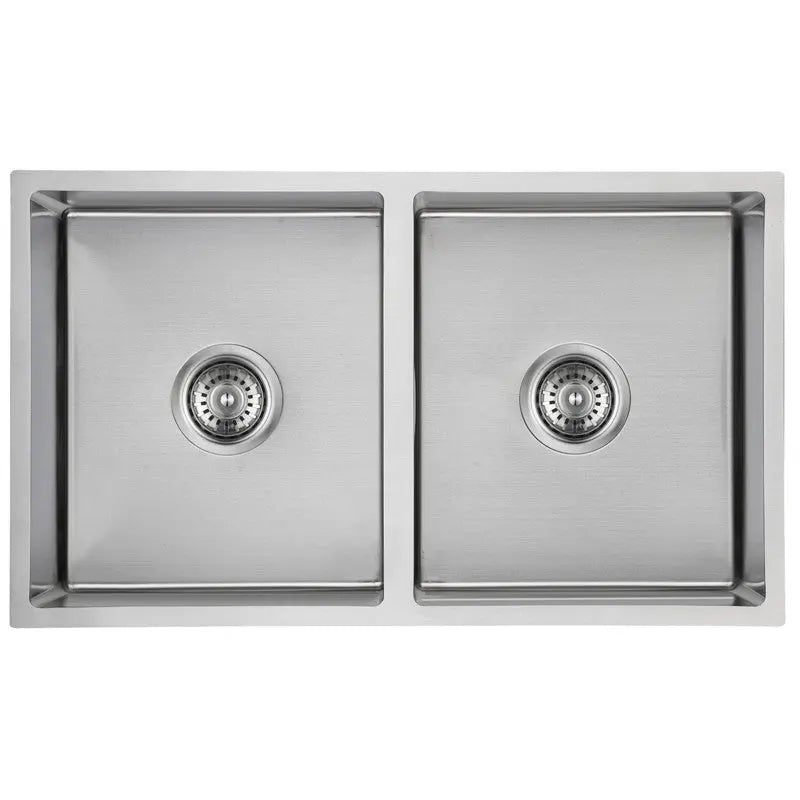NEW CORA ABOVE/UNDERMOUNT DOUBLE KITCHEN SINK STAINLESS STEEL FIL Kitchen Bathroom