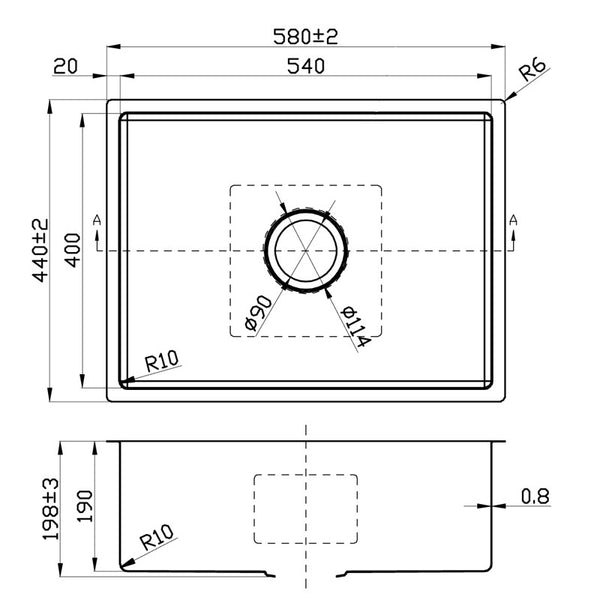 NEW CORA ABOVE/UNDERMOUNT SINGLE KITCHEN SINK STAINLESS STEEL