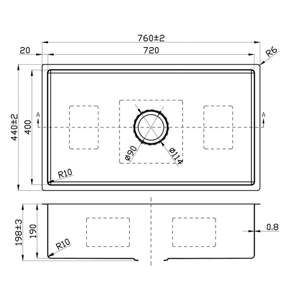 NEW CORA ABOVE/UNDERMOUNT SINGLE KITCHEN SINK STAINLESS STEEL