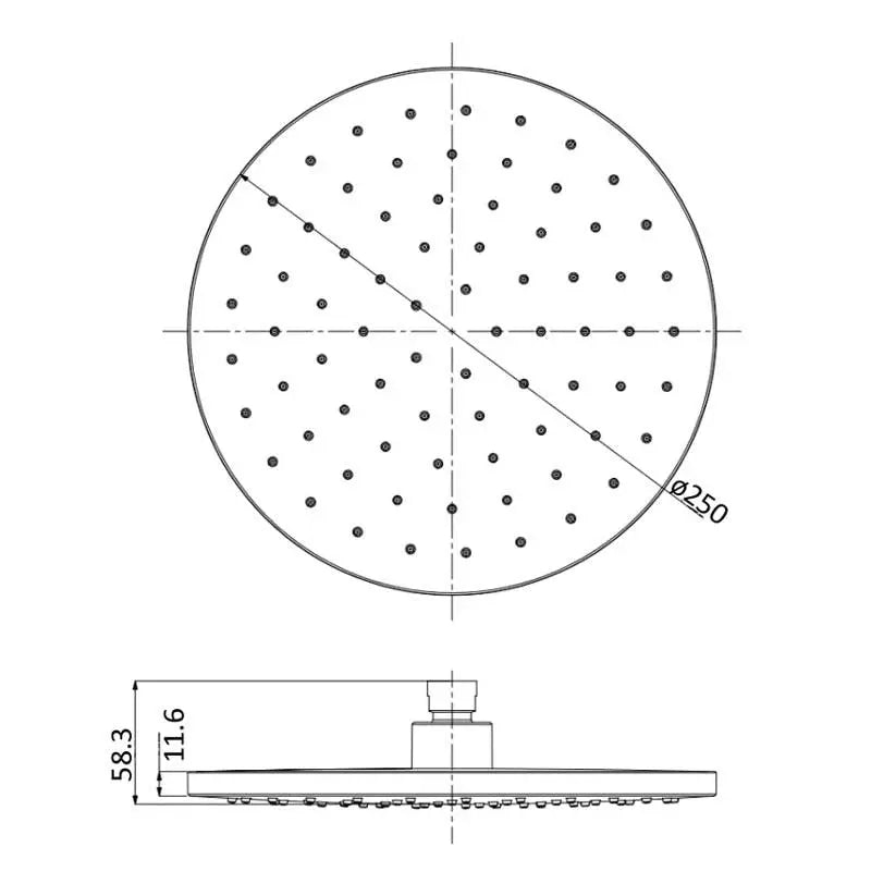 OTUS ROUND PLASTIC SHOWER HEAD 250MM FIL Kitchen Bathroom