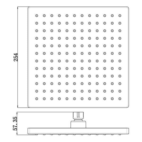 ROSA SQUARE PLASTIC SHOWER HEAD 250MM CHROME