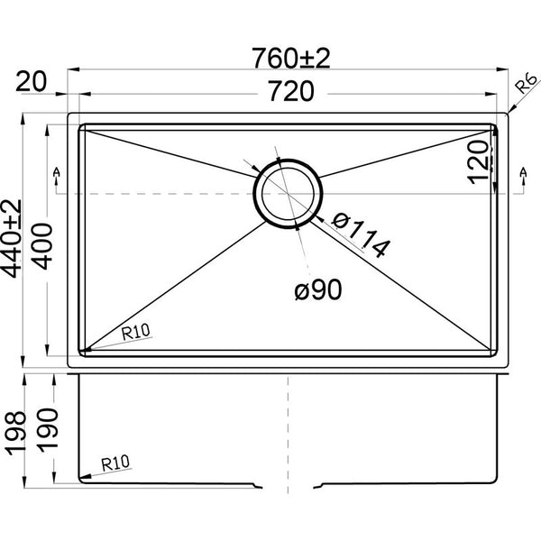 EDEN ABOVE/UNDERMOUNT SINGLE KITCHEN SINK STAINLESS STEEL