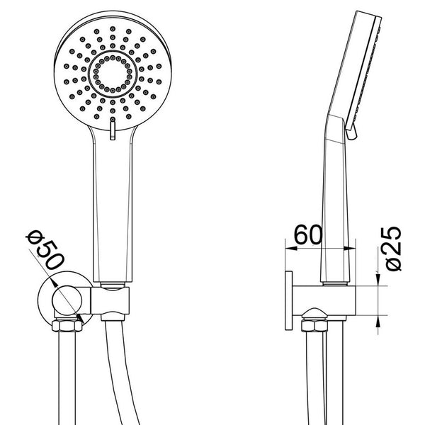 MAYA ROUND HAND SHOWER ON WALL OUTLET BRACKET CHROME