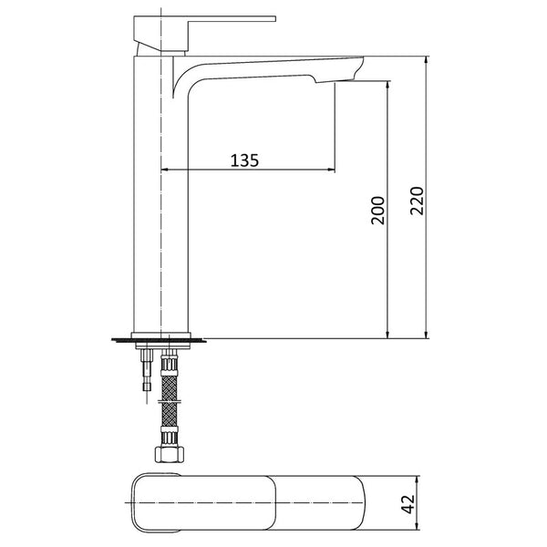 NOVA HIGH BASIN MIXER CHROME AND COLOURED